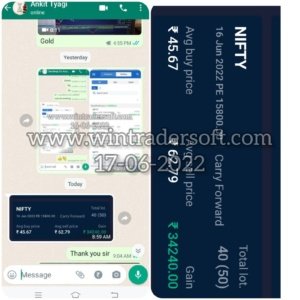 Rs.34240/- profit in NIFTY OPTION on 17-06-2022