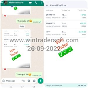 Thank you WinTrader team.. Rs.4,086/- profit made today (26-09-2022) in NSE