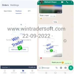 With the support of WinTrader software Rs.3,870/- profit made