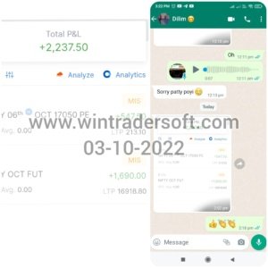 Today's (03-10-2022) my profit is Rs.2,237 made in Option trading