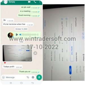 Todays (17-10-2022) my profit is Rs.5,400/-, with the support of WinTrader