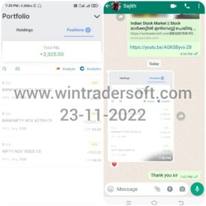 Rs.3,305/- profit made in NSE, thanks to WinTrader
