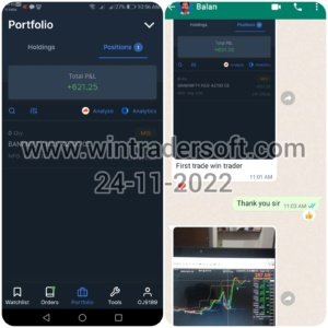 First Trade with WinTrader, Rs.621/- profit earned today (24-11-2022)