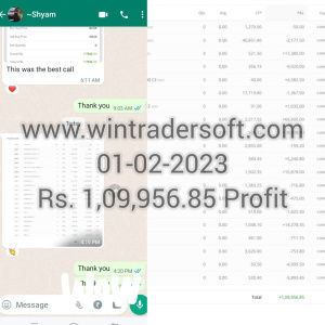 This was the best call, Rs.1,09.956/- profit made on 01-02-2023 ,thanks to Wintrader team