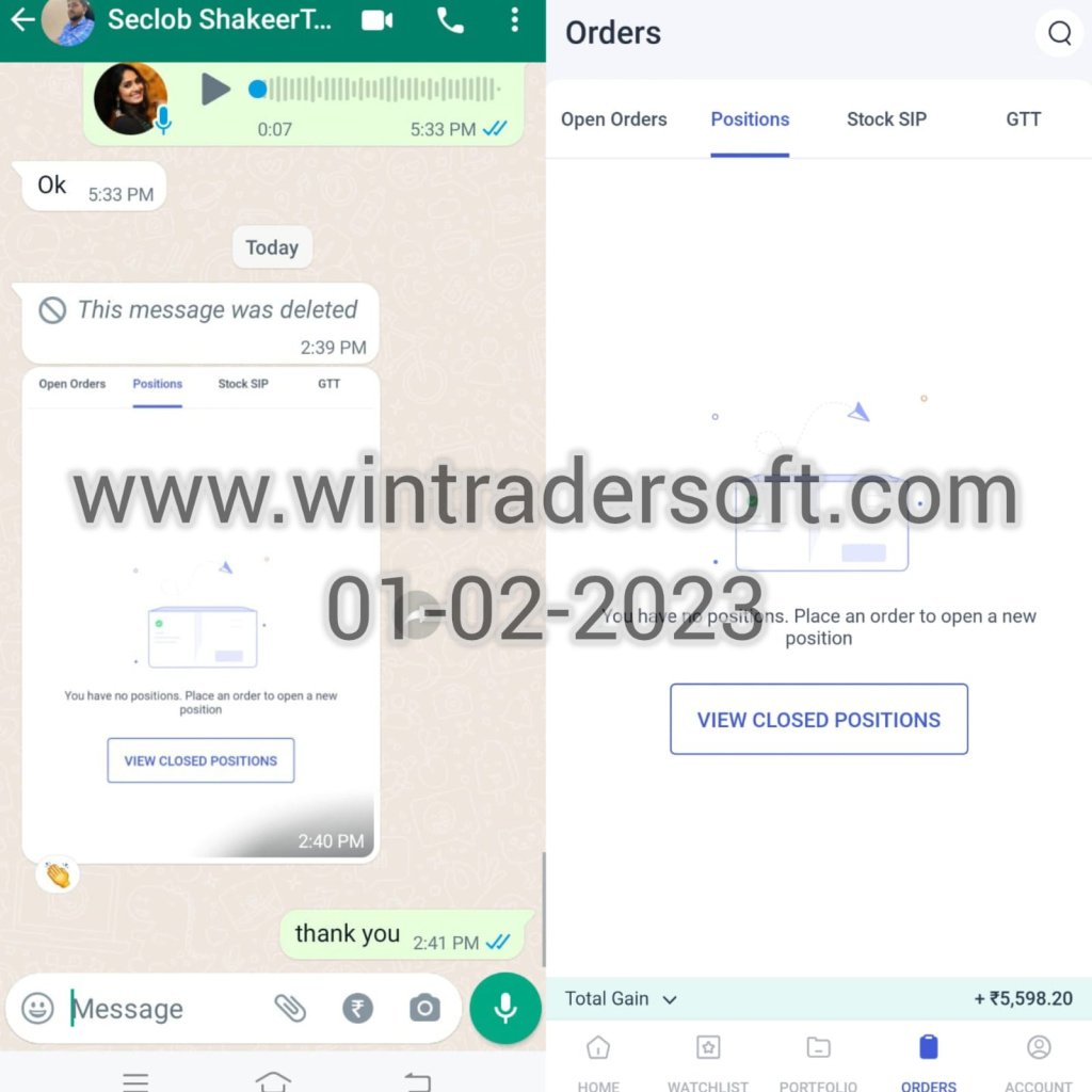 Rs.5,598/- profit made on 01-02-2023, thanks to wintrader
