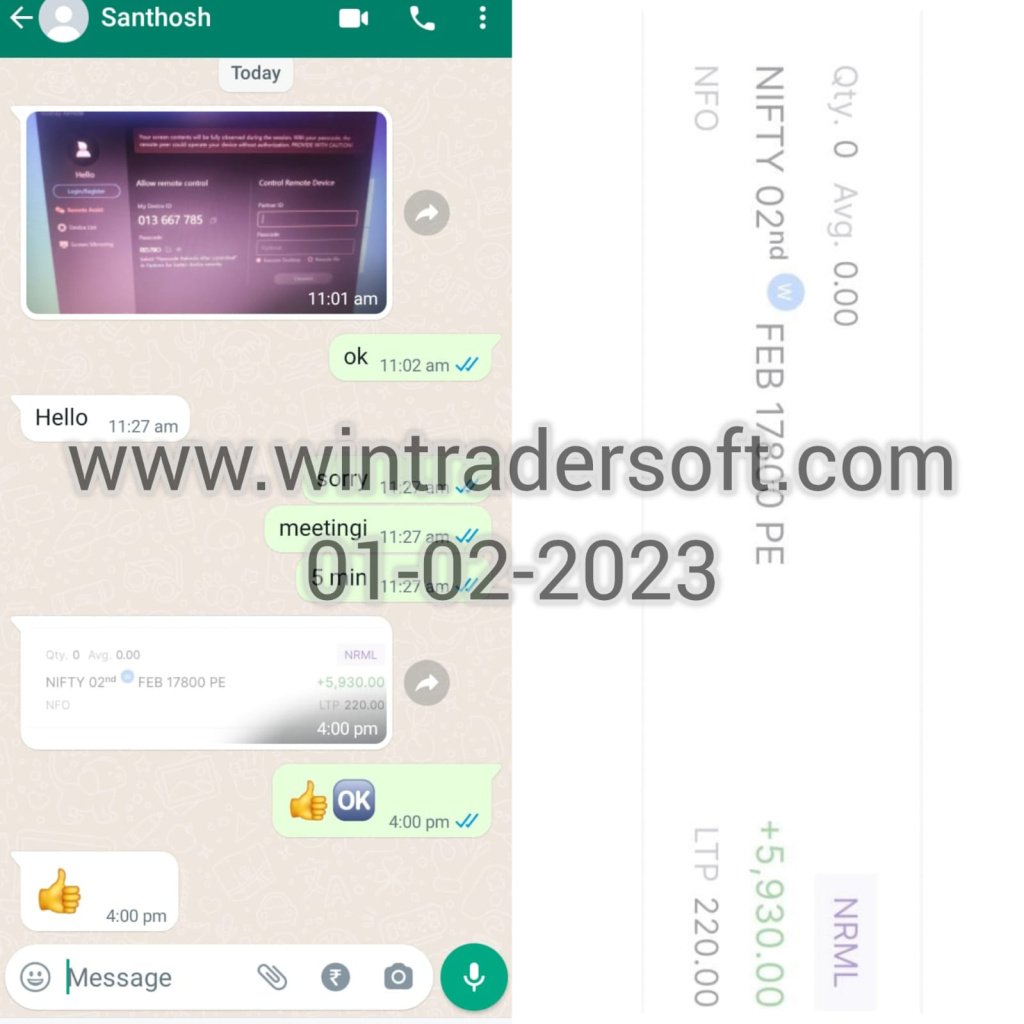 From NIFTY Option trading Rs.5,930/- profit made on 01-02-2023