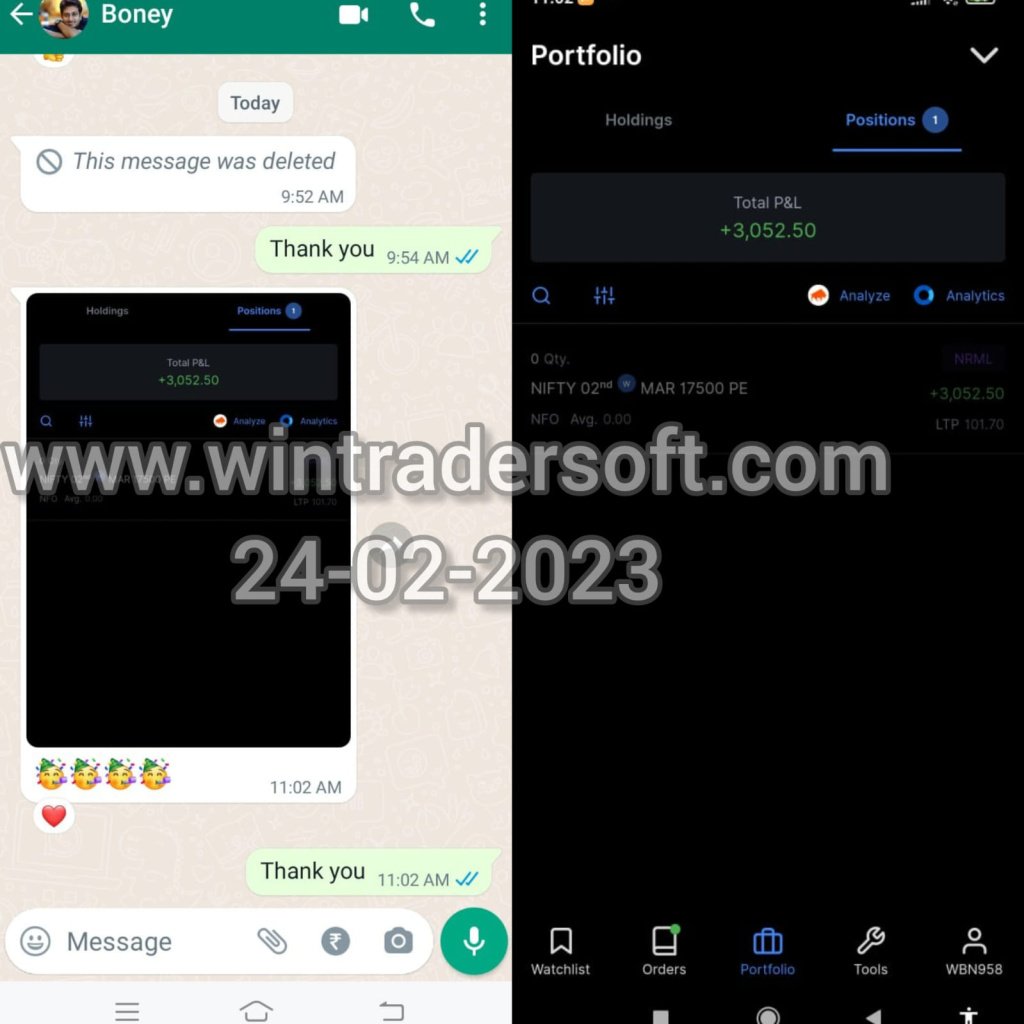 Rs.3,052/- profit made in NIFTY Option , thanks to Wintrader