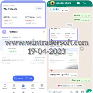 From BANKNIFTY Option Rs.6,566/- profit made on 19-04-2023