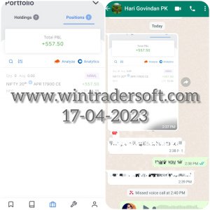 From NIFTY Option a small profit Rs.557/- made On 17-04-2023
