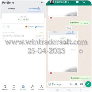 From BANKNIFTY Option Rs.3228/- profit made on 25-04-2023