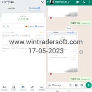 Todays(17-05-2023) my profit is Rs.5,257/- from BANKNIFTY Option
