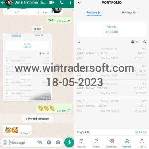 Rs.5,125/- profit made in NIFTY Option on 18-05-2023