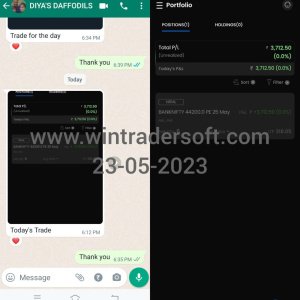 Rs.3,712/- profit made on 23-05-2023 from BANKNIFTY Option