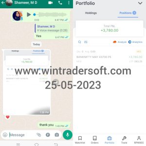 Thanks to wintrader team, Rs.3,780/- profit made on 25-05-2023