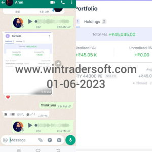 Thanks to Wintrader team, Rs.45,045/- profit made in Option trading