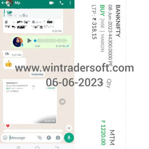 From BANKNIFTY Option Rs.1,220/- profit made with the support of WinTrader