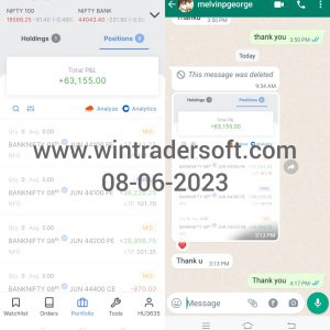 My profit with Wintrader buy sell signal is Rs.63,155/-