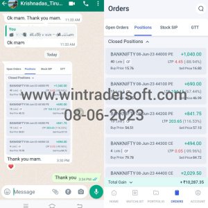 From BANKNIFTY Option Rs.10,287/- profit made on 08-06-2023