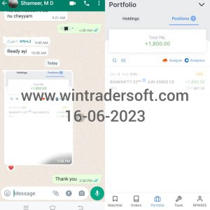 Thanks to WinTrader team, Rs.1,800/- profit made on 16-06-2023
