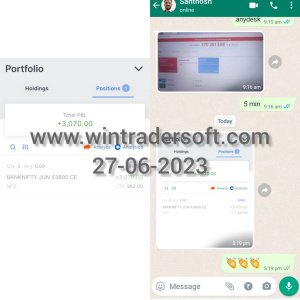 Rs.3,070/- profit made in BANKNIFTY Option on 27-06-2023