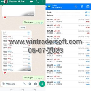 USD 49 profit made in FOREX trading with the support of WinTrader
