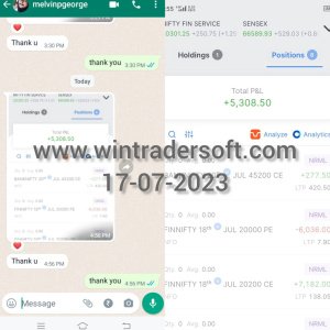 From Option trading Rs.5,308/- profit made with the support of WinTrader signals