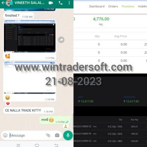 Rs.12,617/- profit made in option trading, thanks to WinTrader Team