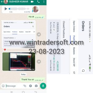 Thanks to WinTrader, Rs.2,368/- profit made in CRUDE OIL