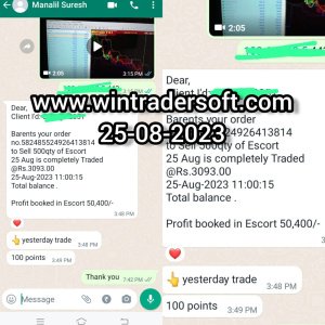 Rs.50,400/- profit booked in Escort on 25-08-2023