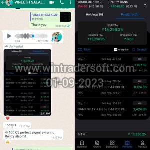 Thanks to Wintrader team, again Rs.13,256/- profit made on 01-09-2023