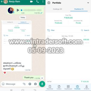 A small profit (Rs.635) made in NIFTY Option trading with WinTrader signals