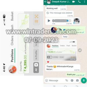 Thanks to WinTrader team, Rs.4,395/- profit made on 07-09-2023