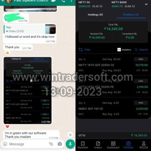 I'm in green with Wintrader software, Rs.14,345/- profit made on 13-09-2023