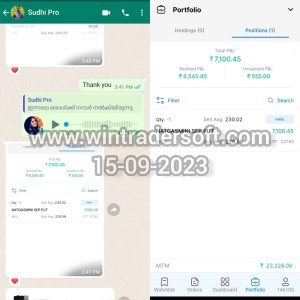 Rs.7,100/- profit made on 15-09-2023, thanks to WinTrader team