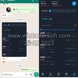 A small profit Rs.961/- made in NSE trading, thanks to WinTrader team