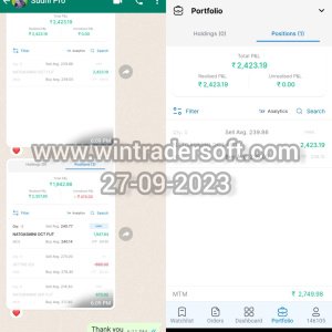 My first trade, exit at 2nd target Rs.1,867/-, thanks to Wintrader team