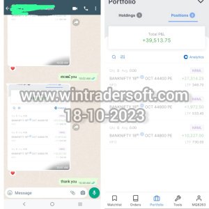 With the support of Wintrader signals Rs.39,513/- profit made on 18-10-2023