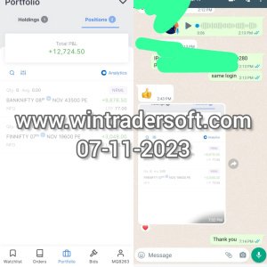Rs.12,724/- profit made on 07-11-2023 with the support of Wintrader signals