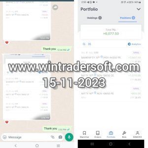 With the support of WinTrader signals Rs.6,077/- profit made on 15-11-2023