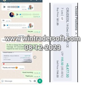 Thank You WinTrader, got a profit of Rs 8,477/- from CRUDEOIL