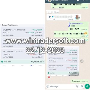 Got a total gain of Rs 1,98,255/- using WinTrader.