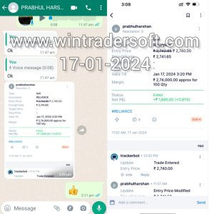 Rs 1,685/- Profit made using WinTrader Software.