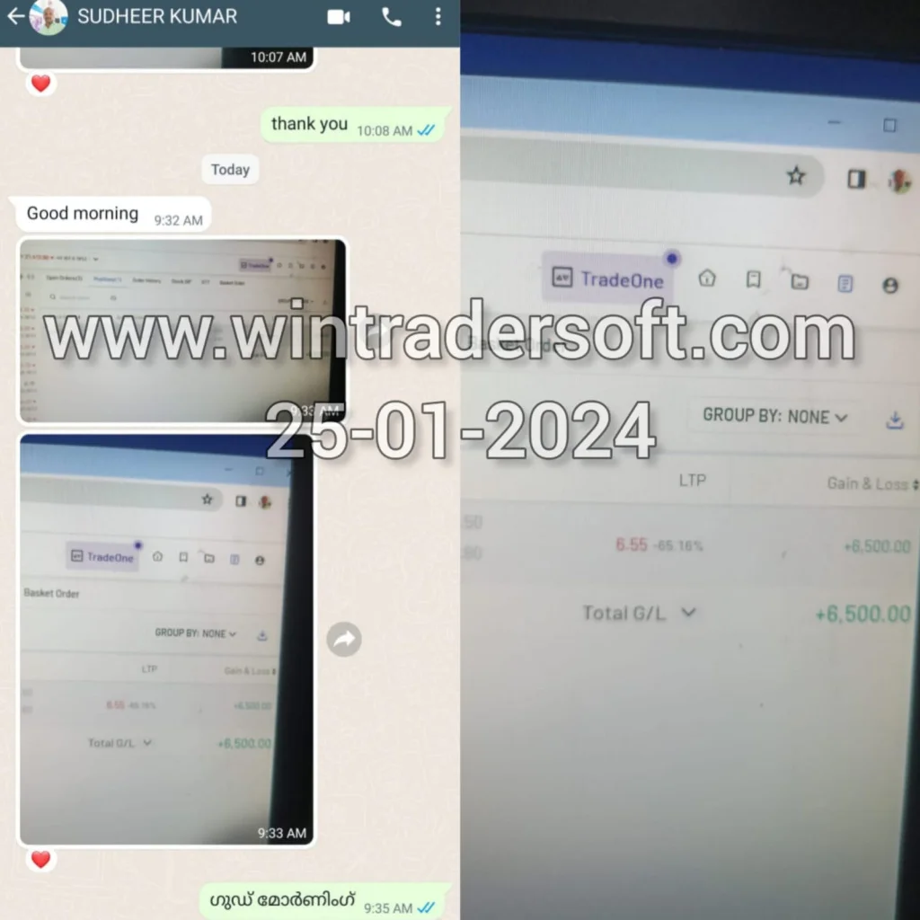 Rs 6,500/- profit made using WinTrader Software.