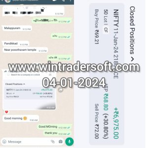 With the support of Wintrader signals, Rs.6,975/- profit made on 04-01-2024