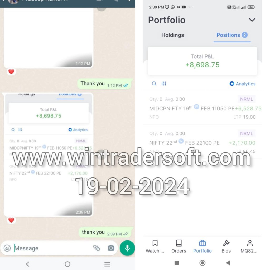 Rs. 8,698/- profit made on NIFTY. Thanks to WinTrader Software