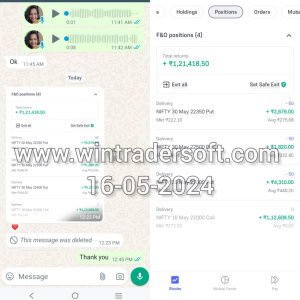 Have a wonderful profit of Rs. 1,21,418/- from NIFTY. Thanks to WinTrader.