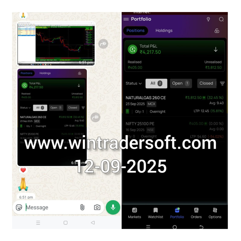 Rs. 4,217/- total P&L Attained. Thanks to WinTrader Software